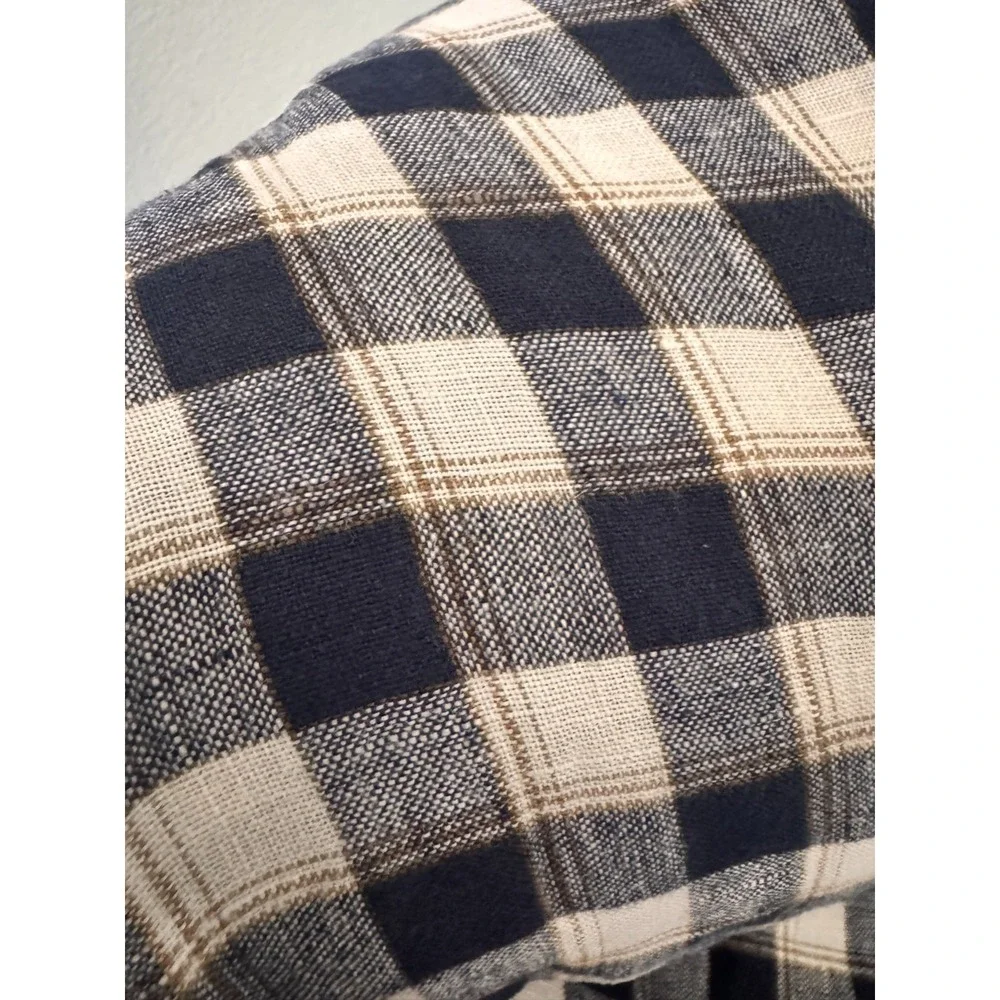 Banana Republic Button Up Shirt Mens M Camden Fit Blue‎ Plaid 100% Linen